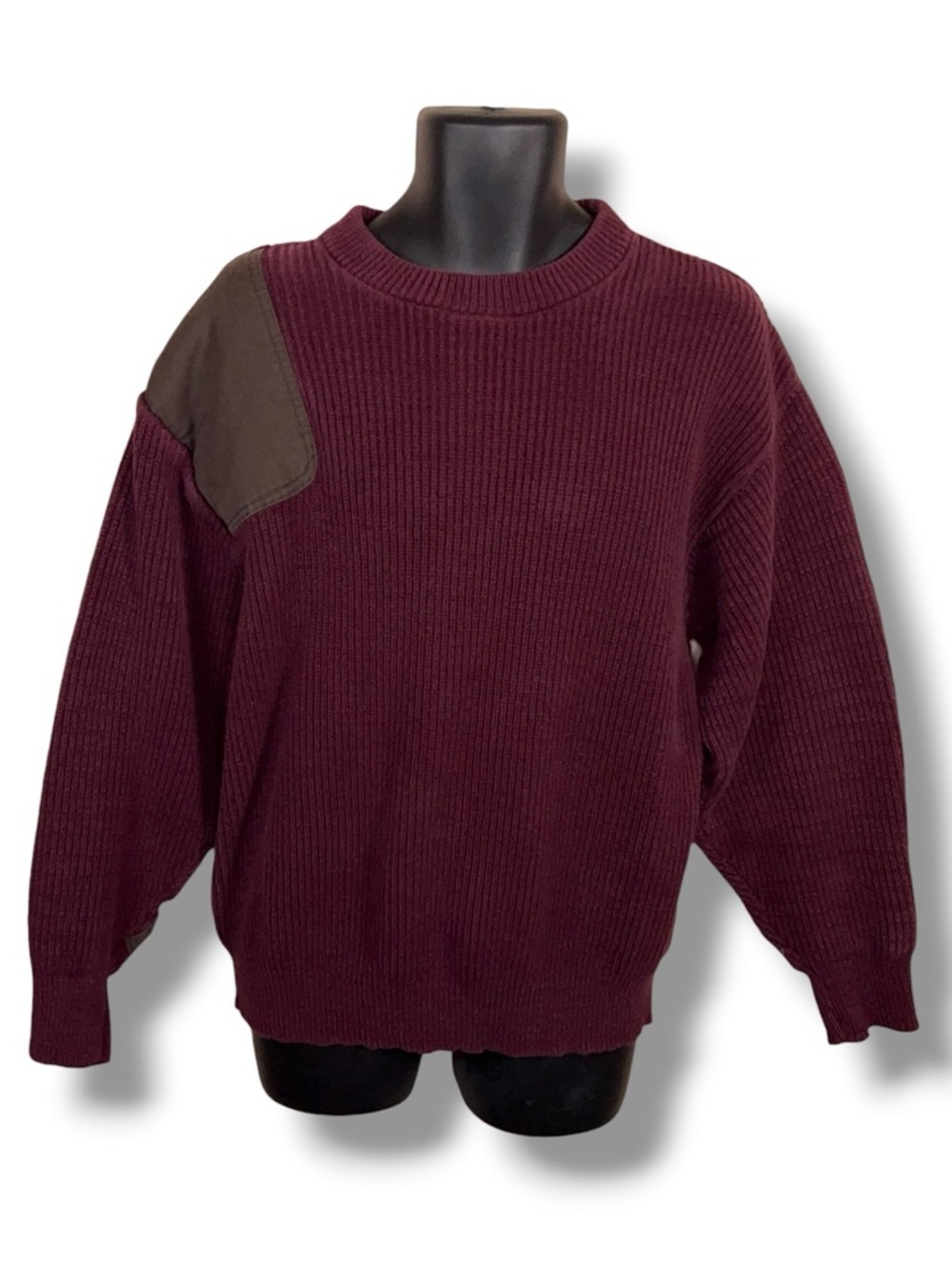 Vintage XL Actual Redhead Burgundy Knit Outdoor Sweater Thick Knit Cotton Ribbed